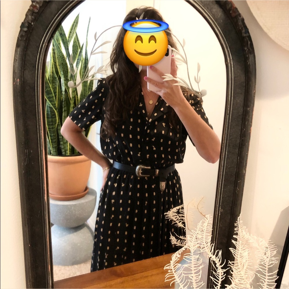 Vintage Floral Pattern Button Down Dress